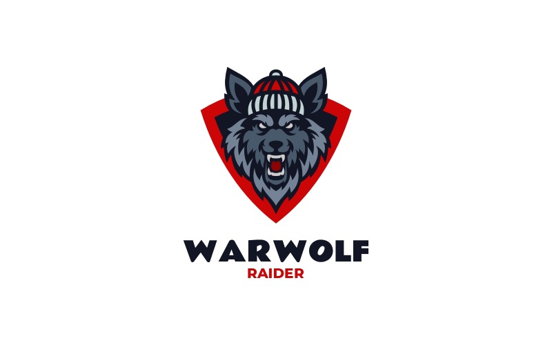Modèle de conception de logo de mascotte de loup