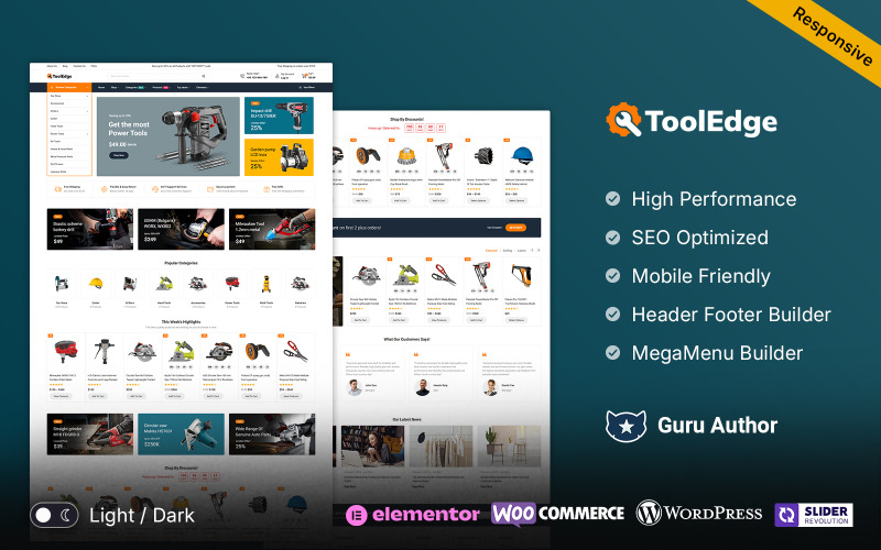 Tooledge – sklep z narzędziami i sprzętem Elementor WooCommerce – responsywny motyw