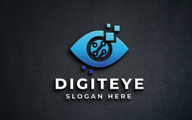 Modello di logo con occhio di intelligenza artificiale digitale