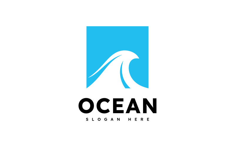 Ocean Wave Logo Template Vector, Ocean einfaches und modernes Logodesign 4