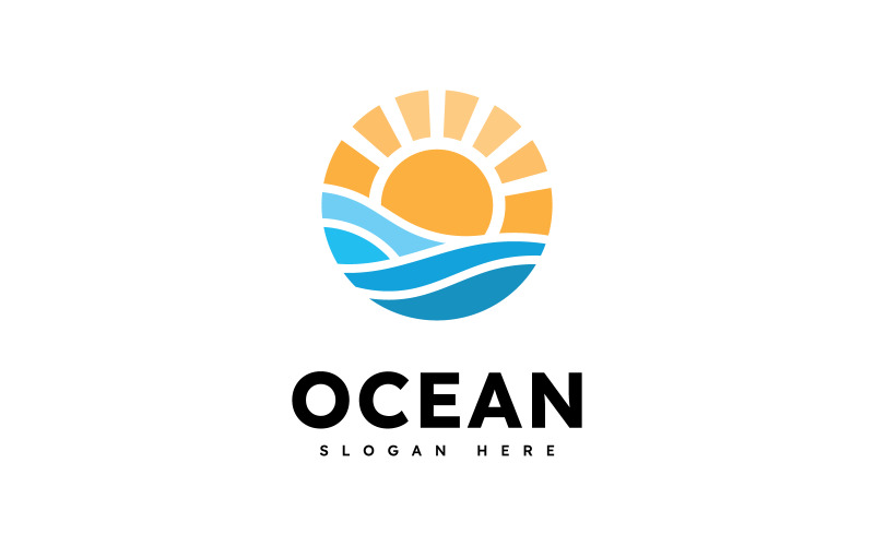 Ocean Wave Logo Template Vector, Ocean einfaches und modernes Logodesign 9