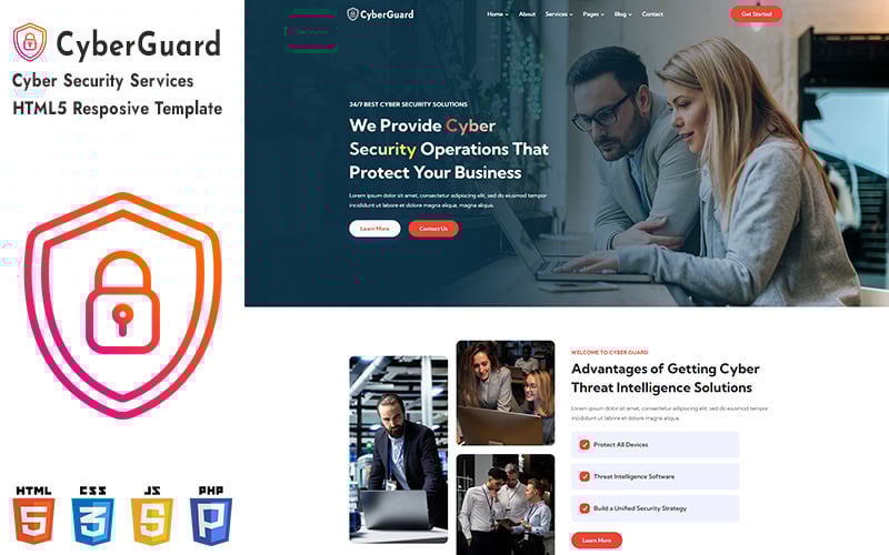 Cyberguard - 网络安全服务 HTML5 响应式网站模板