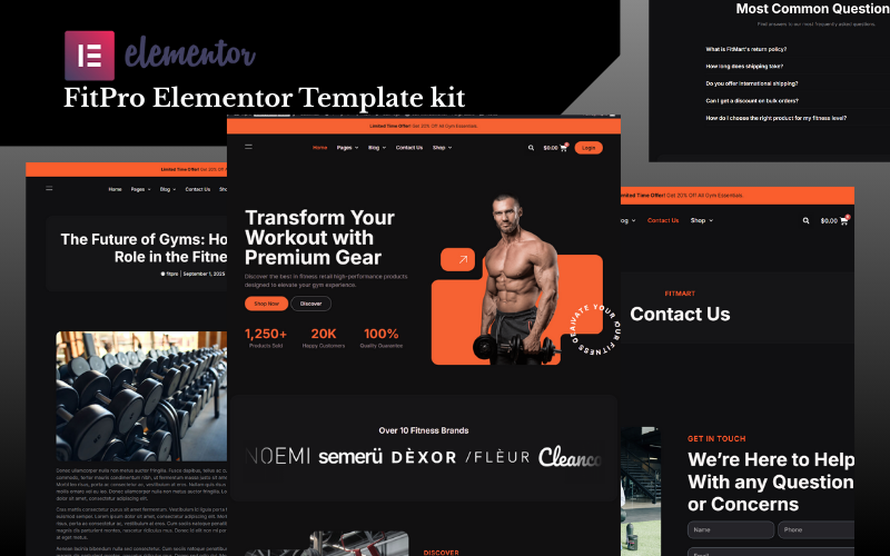 Fitpro WooCommerce Elementor Şablon Seti