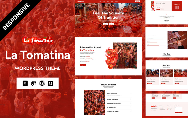 La Tomatina - Festival-, evenement- en feestgericht WordPress Elementor-thema