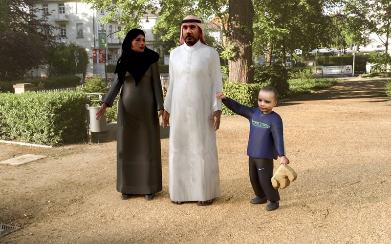 Modelo 3D de una familia árabe