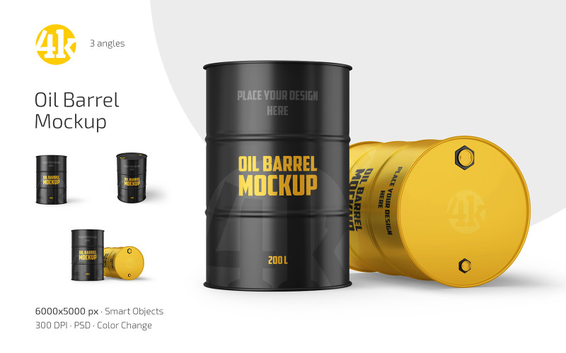 Oljefat Mockup PSD-mall