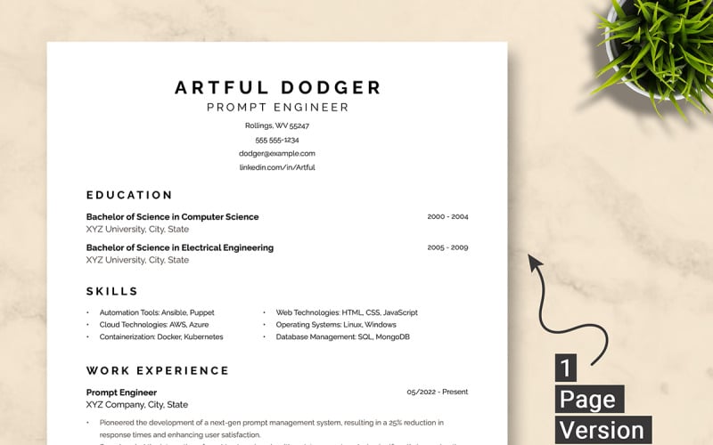 Prompt Engineer Cv ATS Friendly ChatGPT Prompt Engineer Resume - TemplateMonster