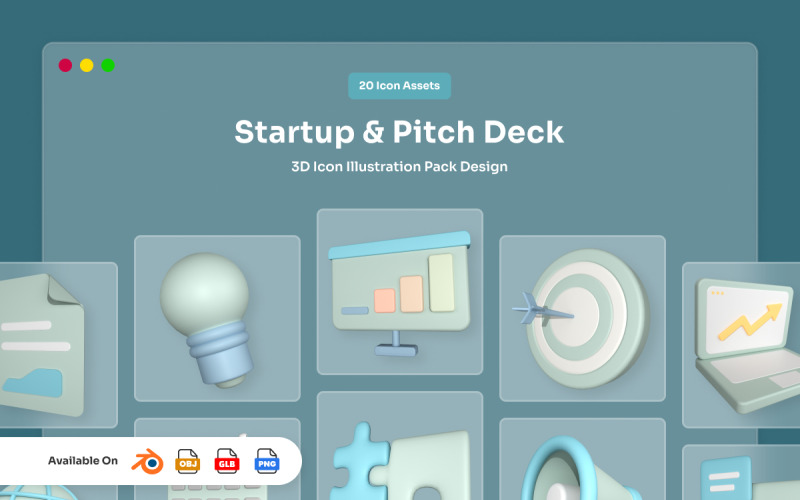 Startup & Business Pitch 3D Icon Pack