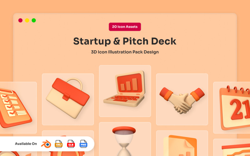 Pakiet ikon 3D dla startupów i inwestorów