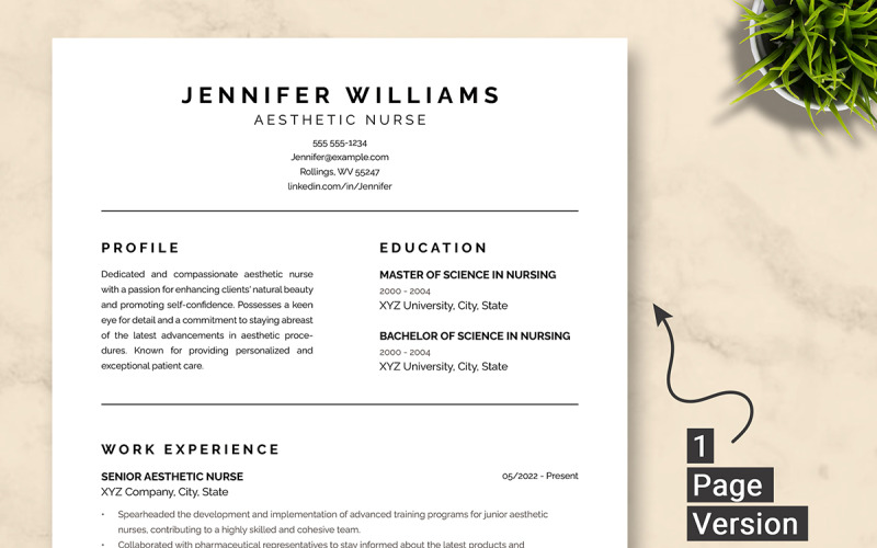 ATS Friendly Aesthetic Nurse Resume Template Google Docs