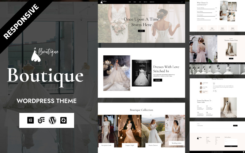 Boutique - Elegante tema WordPress Elementor per studio e abbigliamento per matrimoni