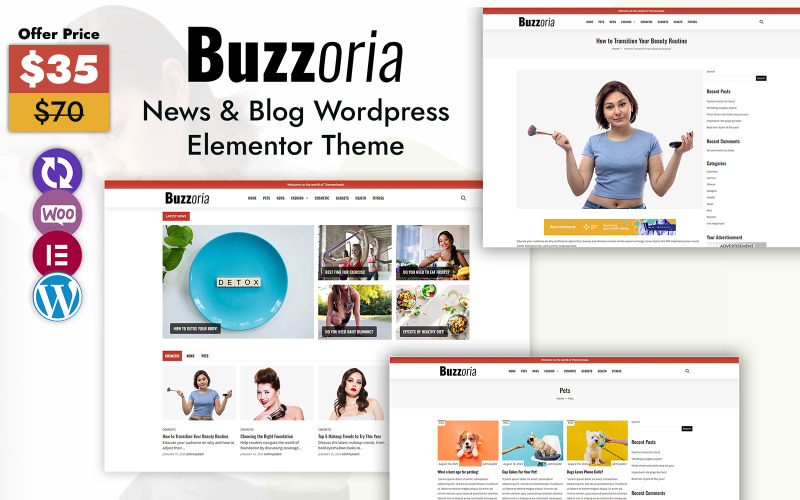 Buzzoria — багатоцільовий шаблон WordPress Elementor для блогу та новин