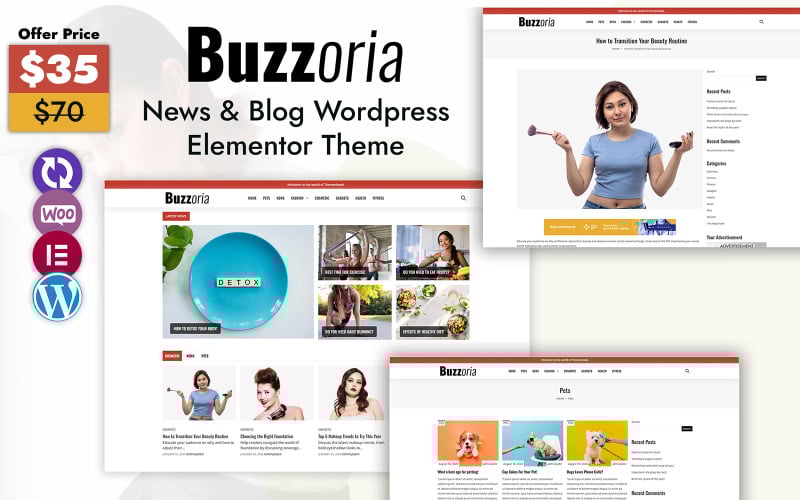 Buzzoria - Tema WordPress Elementor multiuso per blog e notizie
