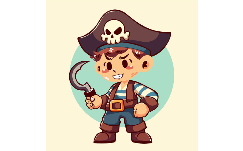 Cartoon-Piratenjunge mit Sichel