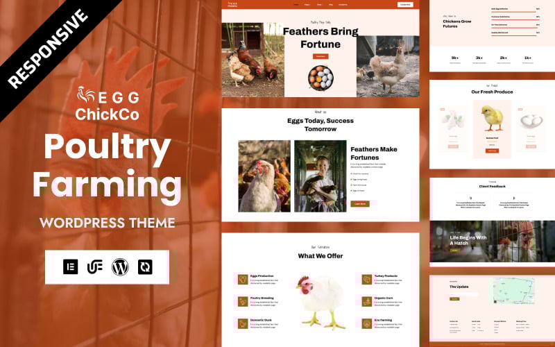 ChickCo - Tema WordPress WooCommerce Elementor para fazendas de patos e aves