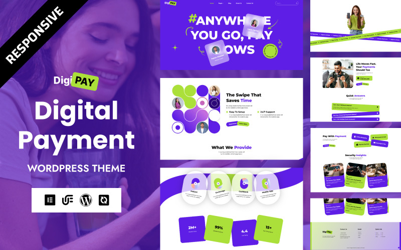 DigiPay - Tema Elementor de WordPress para banca digital y pagos con tarjetas electrónicas