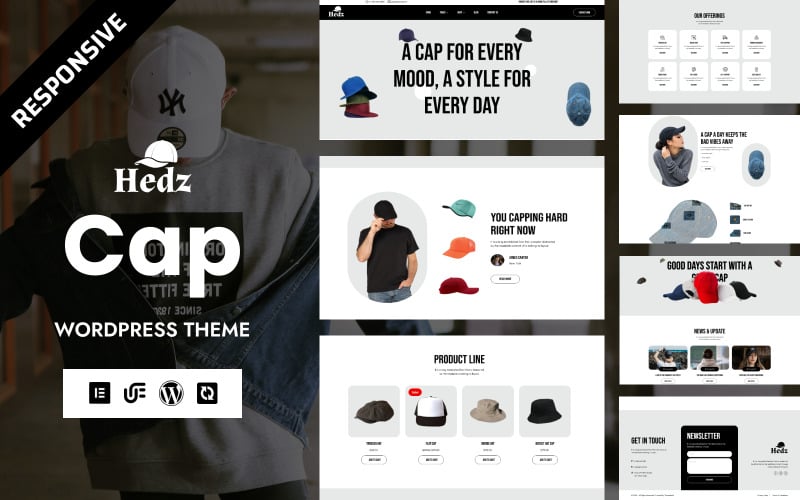 Hedz - Tema de WordPress WooCommerce Elementor para tienda de sombreros de lujo