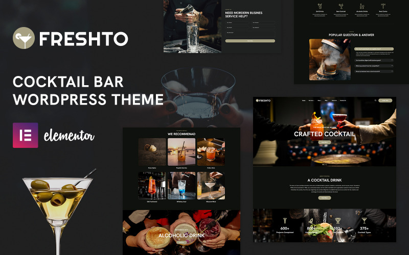 Motyw WordPress dla baru koktajlowego i restauracji Freshto