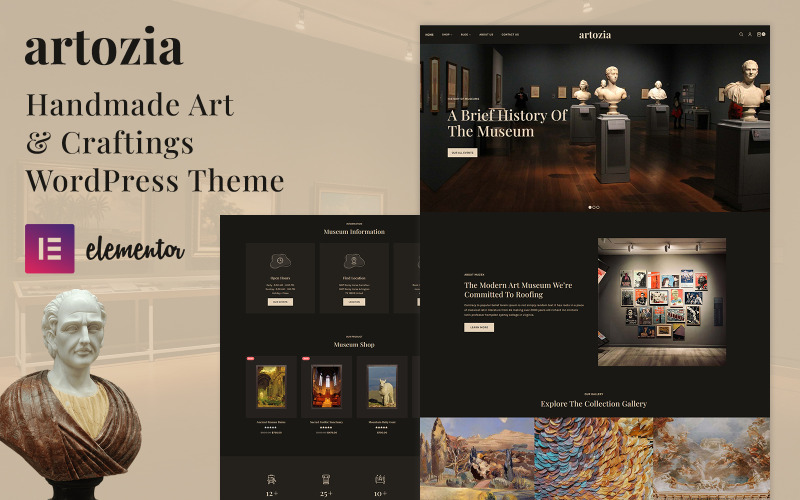 Тема WordPress для художественной галереи и музея Artozia