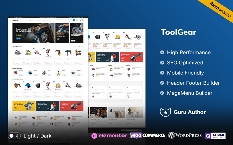 Toolgear - Tema multipropósito adaptable para WooCommerce para herramientas, piezas y equipos
