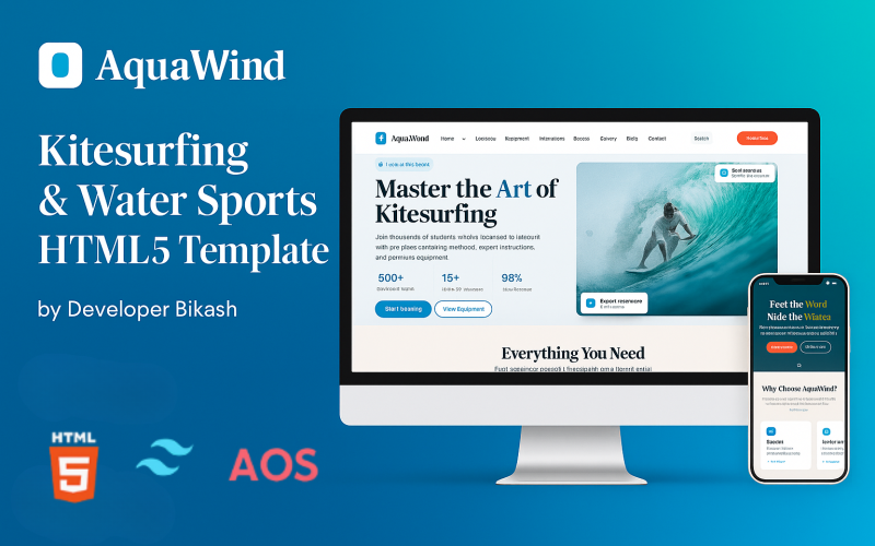 AquaWind - Professional Kitesurfing HTML5 Template