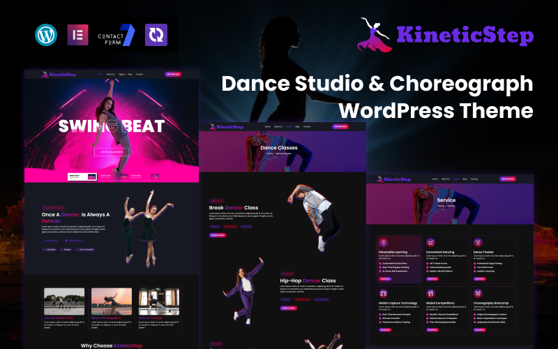 KineticStep – Dansschool, Studio & Choreografie WordPress Thema