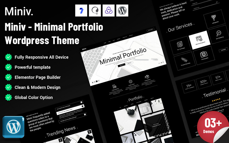 Miniv - Minimalistisch portfolio WordPress-thema