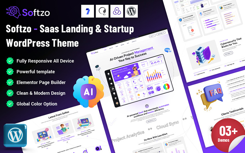 Softzo - Saas 登陆和启动 WordPress 主题