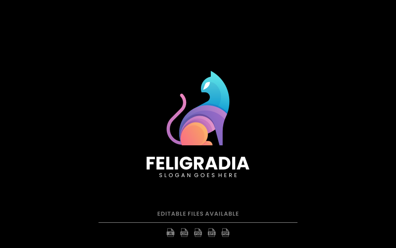 Design de logotipo de gato moderno em gradiente 8514