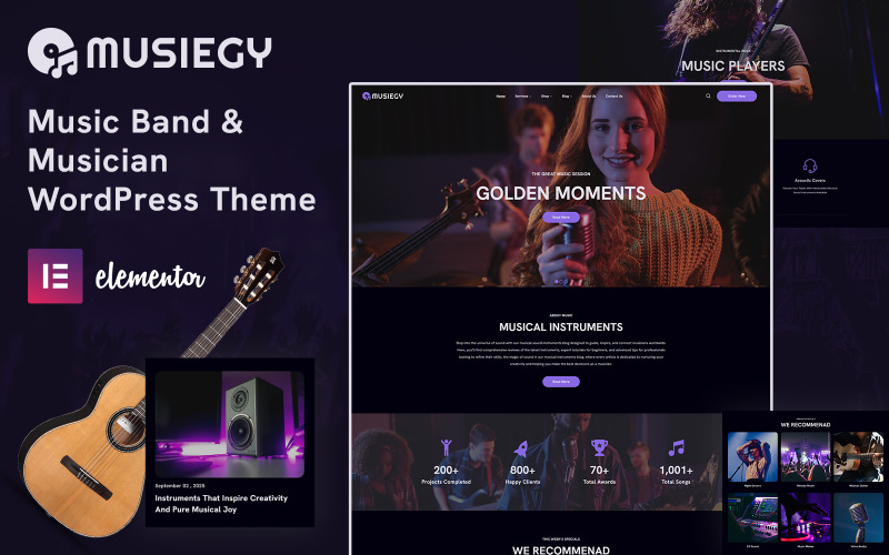 Muicitro Musicle Music WordPress Theme #287862 - TemplateMonster