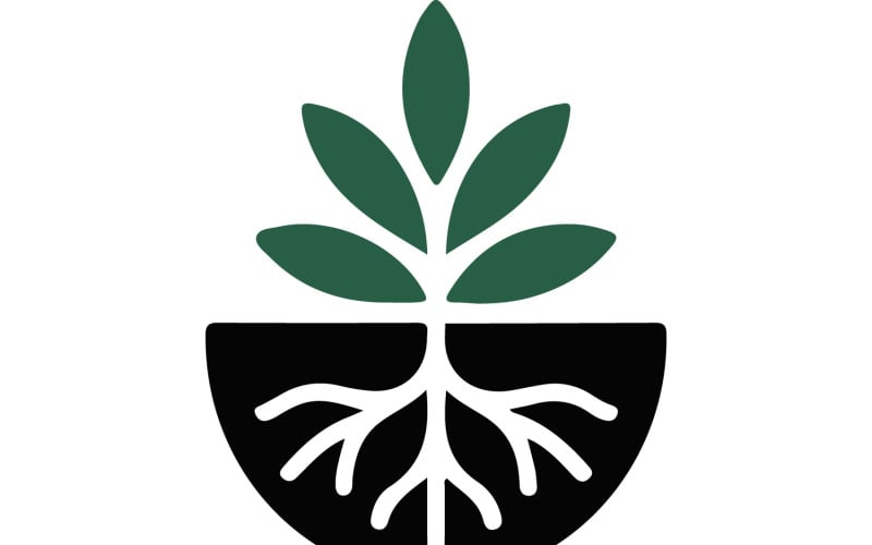 En minimalistisk logotyp för vårt varumärke Roots