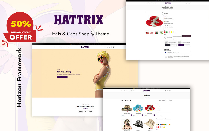 Hattrix – Een strak Shopify-thema voor hoeden- en pettenmerken