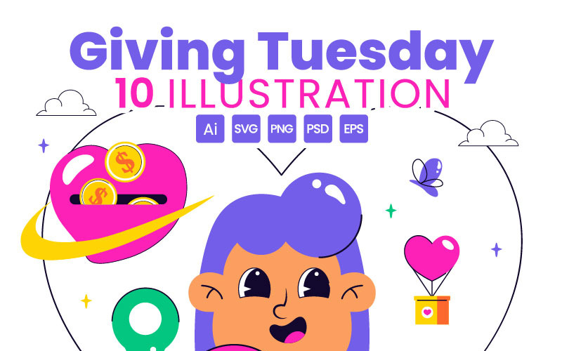 10 illustrationer för glad givtisdag