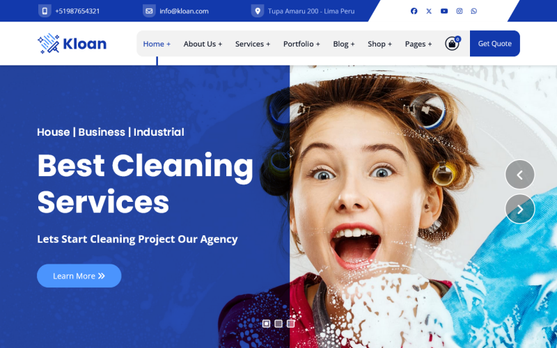Kloan - Usługi sprzątania i szablon Joomla eCommerce