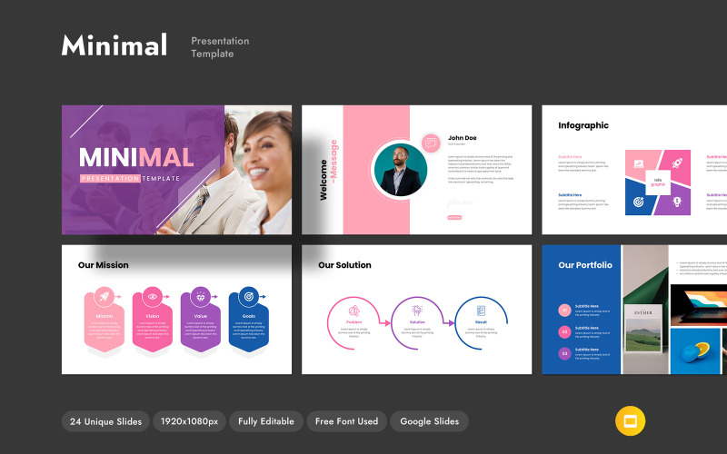 Modello di presentazione minimo di Google Slides Pptx