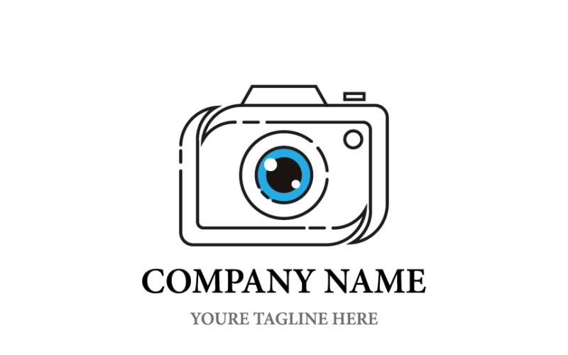 Modello di logo della linea della fotocamera