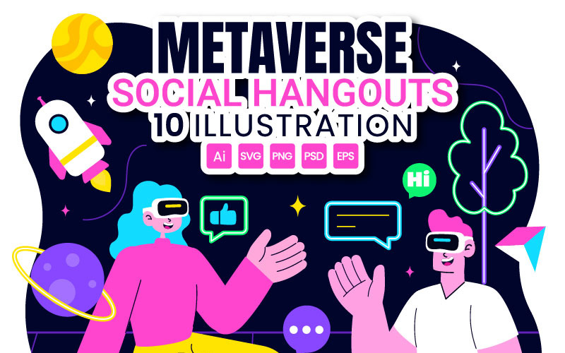 10 illustrationer för sociala hangouts i Metaverse