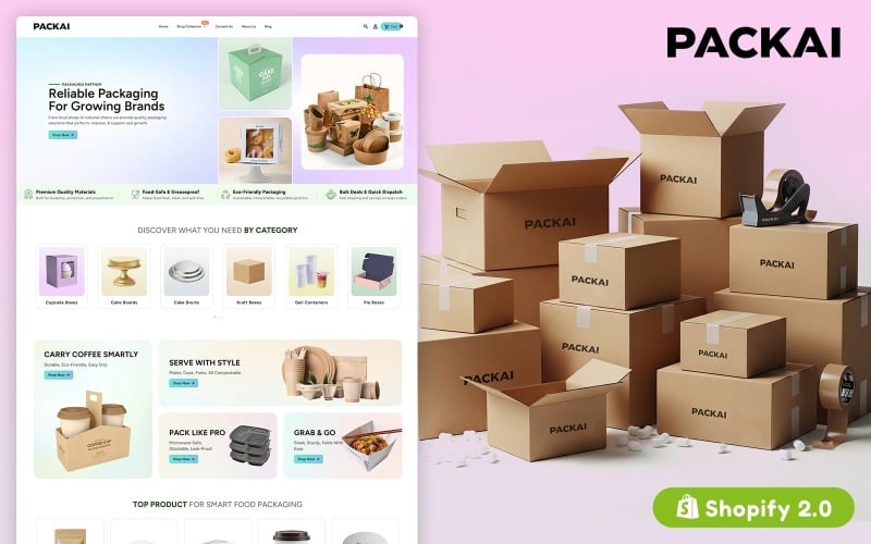 Pack Ai – responsywny motyw Shopify dla branży opakowań i handlu elektronicznego