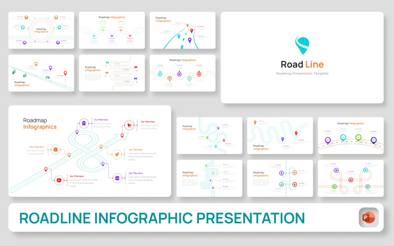 Roadline – Modèle de présentation PowerPoint infographique de feuille de route