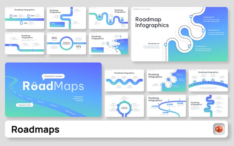 Modello di presentazione PowerPoint con infografica della roadmap