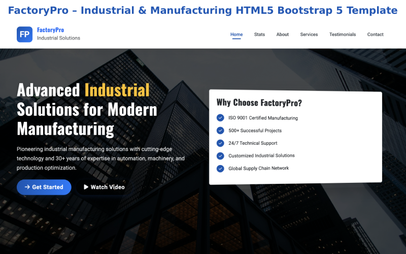 FactoryPro – Bootstrap-Theme für Industrie und Fertigung