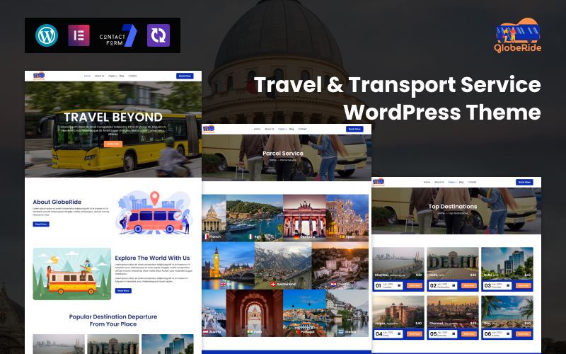 GlobeRide – Tema de WordPress para servicios de viajes y transporte