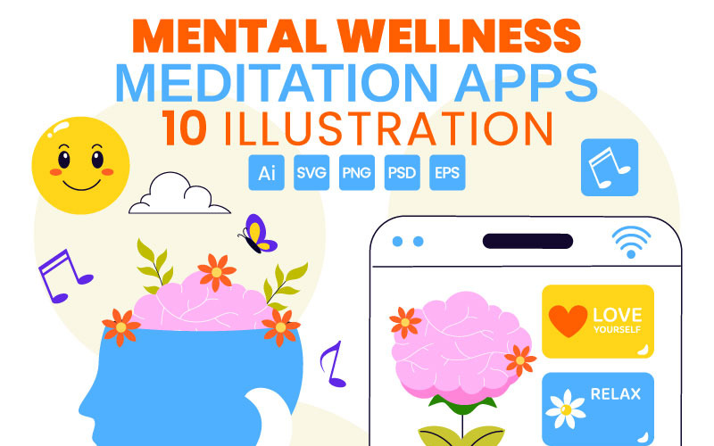 10 illustrationer av appar för mentalt välbefinnande