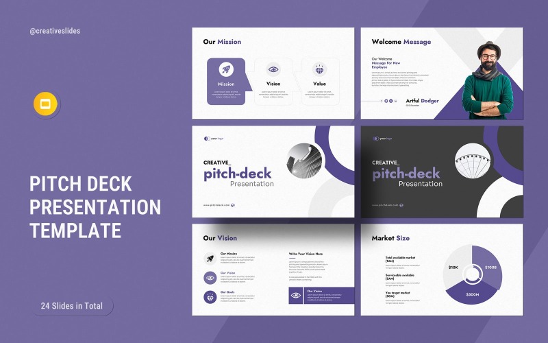 Pitch Deck Google Slides prezentációs sablon – 2025
