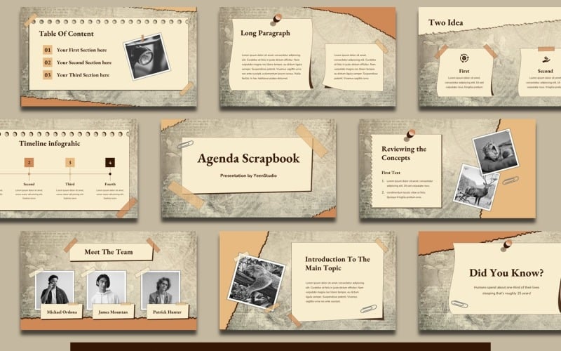 Agenda Scrapbook PowerPoint Presentation Template