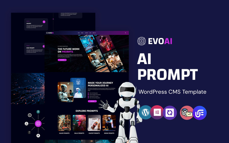 Evoai - šablona WordPress Elementor pro výzvy umělé inteligence a technologie