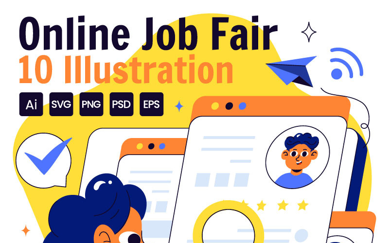 10 illustrationer för onlinejobbmässa