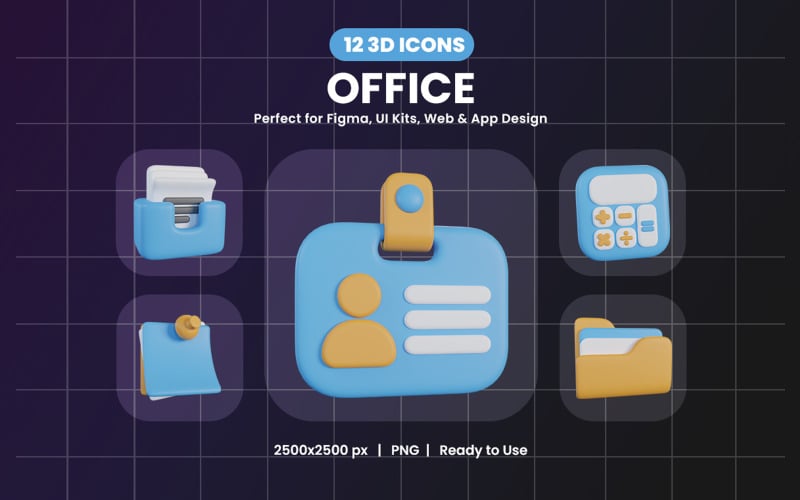 Office 3D-ikonpaketdesign 7814