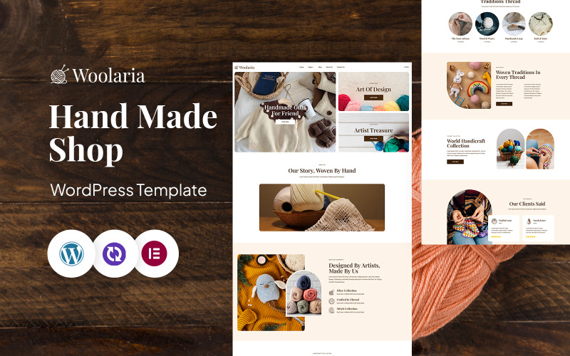 Woolaria – Modello Elementor per WordPress CMS per artigianato e prodotti fatti a mano