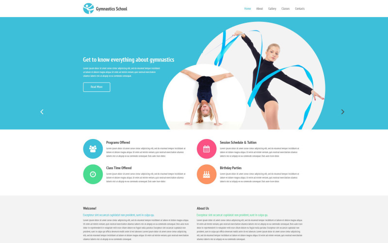 Gymnastics School Website sjabloon
